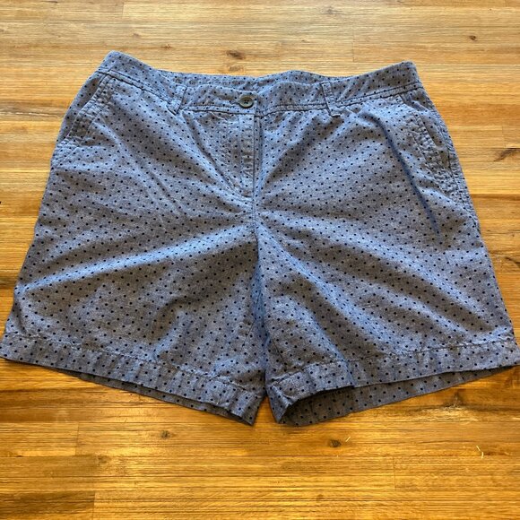 Talbots Girlfriend Chino Short cotton chambray polka dots midrise size 10 - Picture 1 of 7